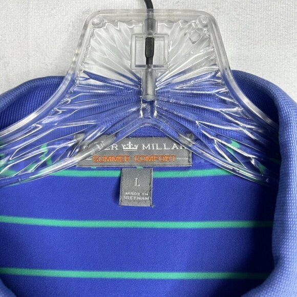 Peter Millar Summer Comfort Polo Shirt Blue Ombre Teal Striped Size L - Picture 6 of 9